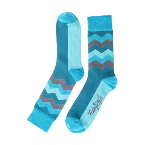 Modré ponožky Funky Steps Wave, velikost 39 – 45