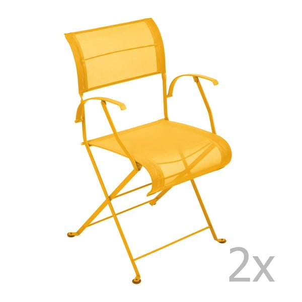 Sada 2 žlutých skládacích židlí s područkami Fermob Dune