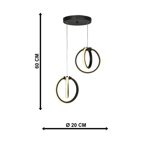 Must metallist LED rippvalgusti ø 20 cm Sezen - Squid Lighting-image-4