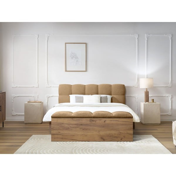 Beež polsterdatud kaheinimesevoodi koos voodipõhjaga 140x190 cm Kumo - Bobochic Paris-image-2