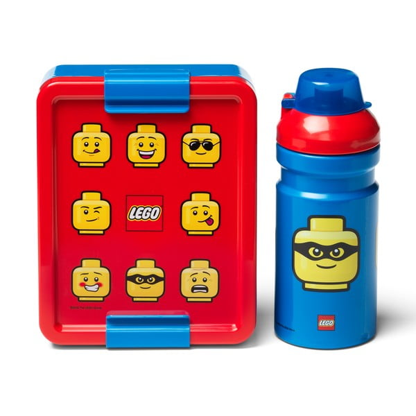 Punase ja sinise suupistekarbi ja joogipudeli komplekt Iconic - LEGO®