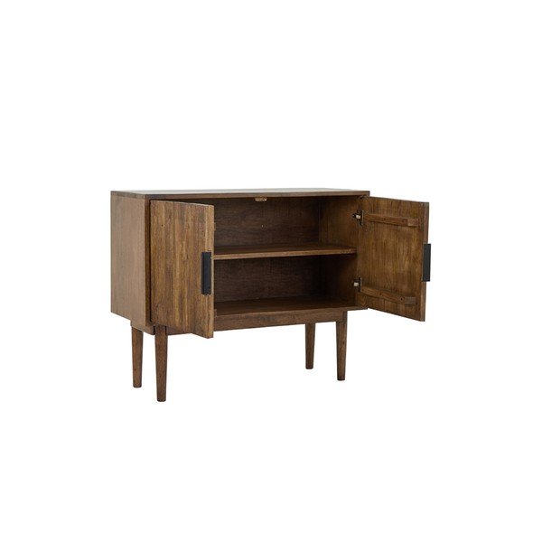 Tumepruun täispuidust madal sahtlitega kapp 100x80 cm Bitika - Light & Living-image-4