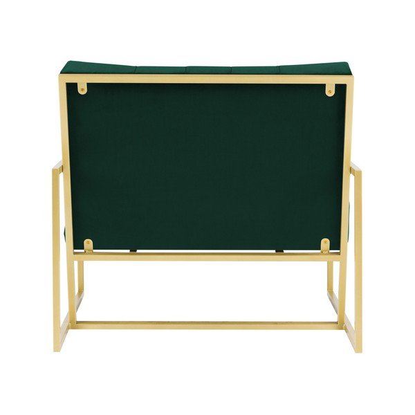 Zelené křeslo s konstrukcí ve zlaté barvě Mazzini Sofas Bono-image-4