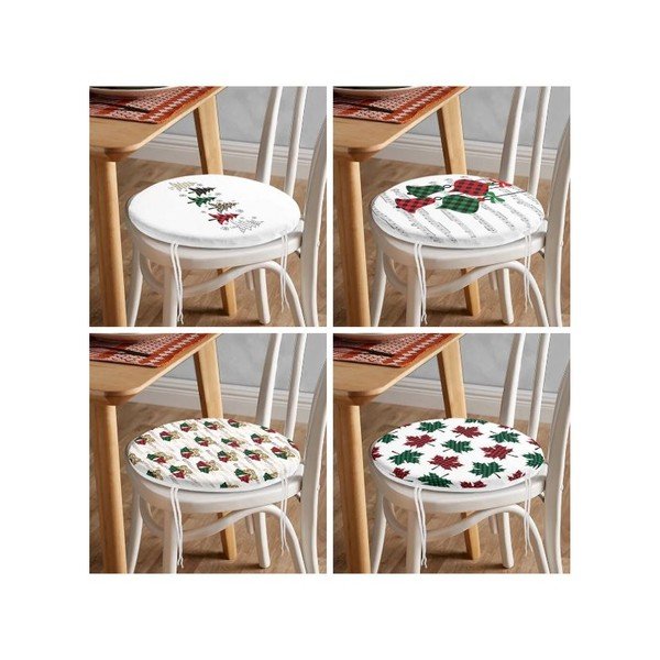 Jõulumotiiviga istmepadjad 4tk komplektis, ø 40 cm Tartan - Mila Home-image-4