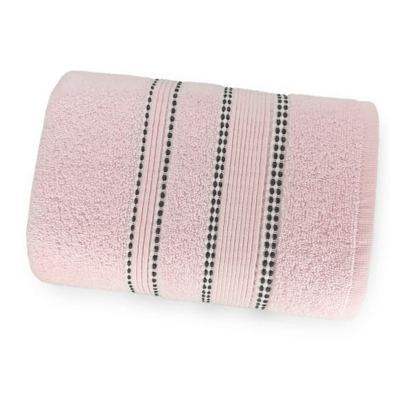 Pudrově růžový ručník ze 100% bavlny Marie Lou Remix, 140 x 70 cm