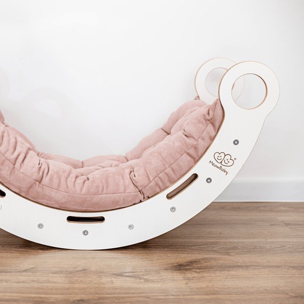 Valge-roosa männipuidust kiik 39x75x38 cm Montessori - Meowbaby-image-2