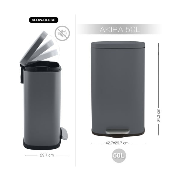 Tumehall terasest prügikast 50 l Akira - Spirella-image-3