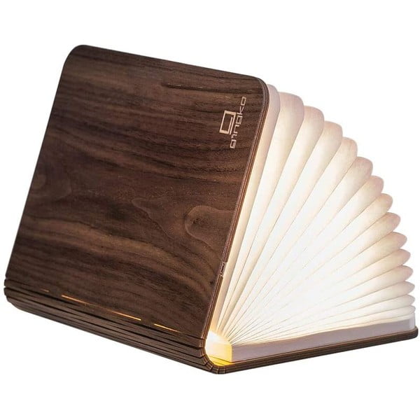 Tumepruun väike raamatukujuline LED laualamp pähklipuust tumepruunist puidust Booklight - Gingko