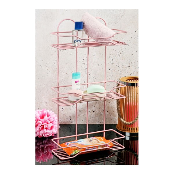 Růžový koupelnový stojan Bubbles, 31 x 50 cm