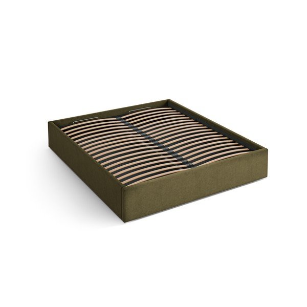 Roheline polsterdatud kaheinimesevoodi panipaigaga/ilma peatsita, koos raamiga 180x200 cm Susan – Micadoni