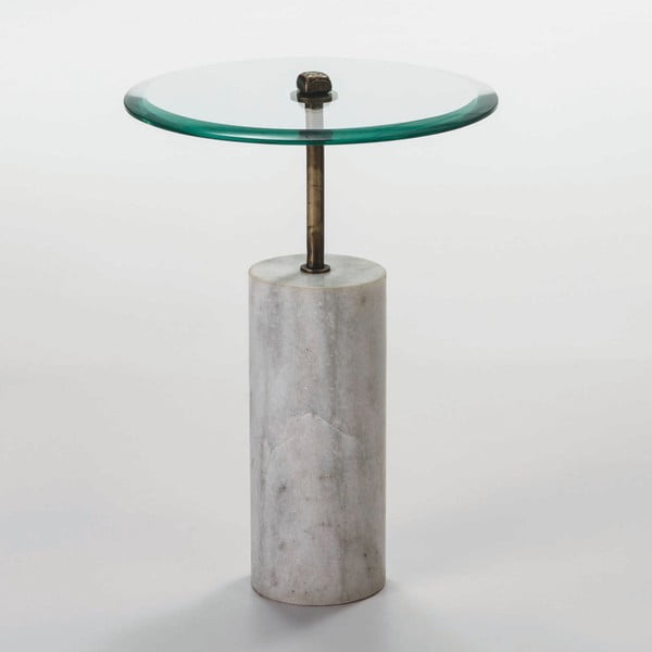 Odkládací stolek ze skla a mramoru Thai Natura Johny, Ø 39 cm