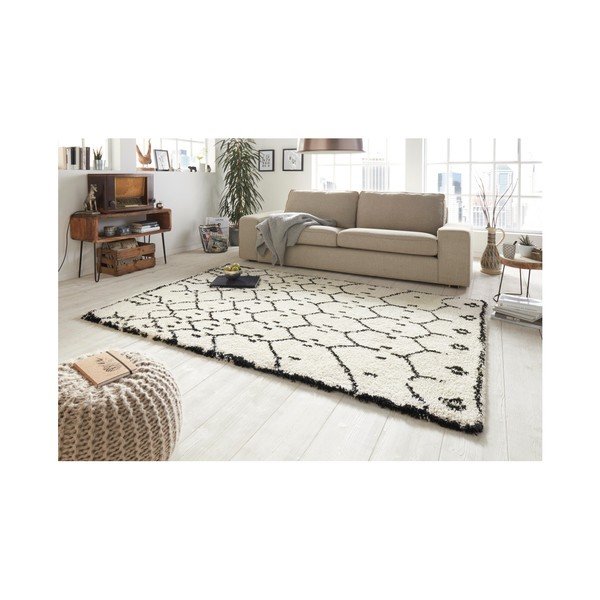 Bíločerný koberec Mint Rugs Allure Ronno White, 80 x 150 cm-image-3
