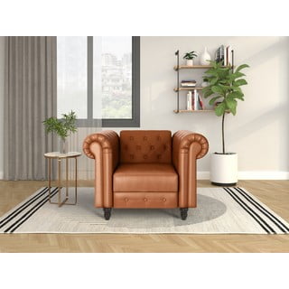 Konjakipruun kunstnahast chesterfield tugitool Felix - Støraa
