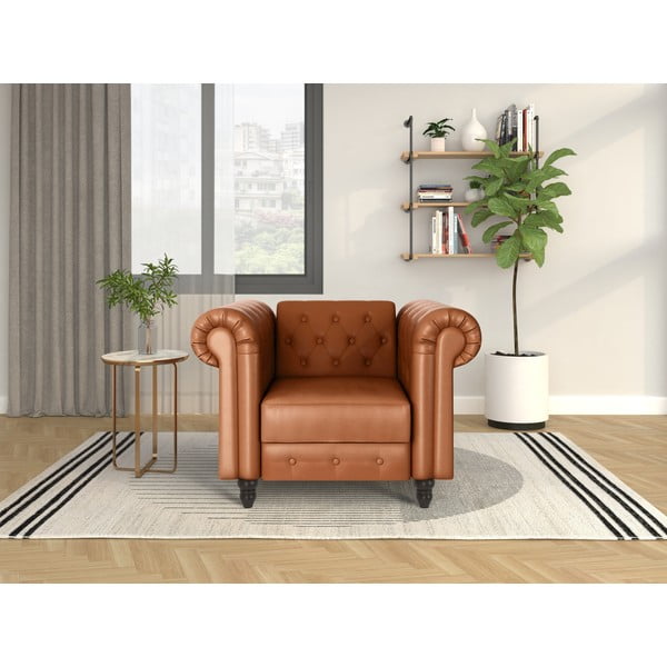 Konjakipruun kunstnahast chesterfield tugitool Felix - Støraa-image-1