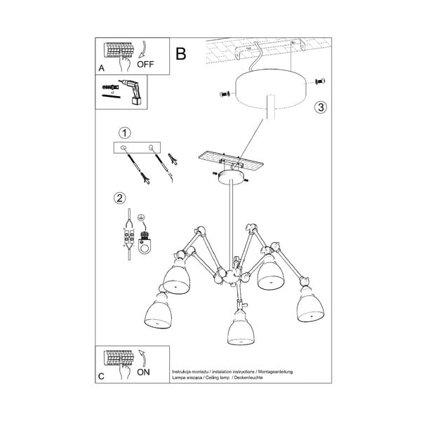 Must rippvalgusti metallist varju 70x70 cm Matilda Shade - Sollux-image-4