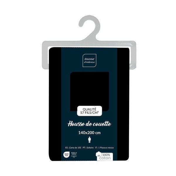 Must puuvillane tekikott üheinimesevoodile 140x200 cm Lina - douceur d'intérieur-image-2