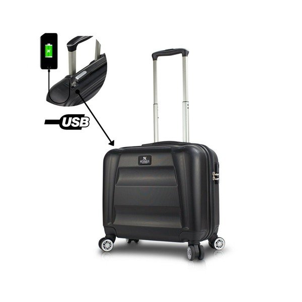 Černý cestovní kufr na kolečkách s USB portem My Valice COLORS LASSO Cabin Suitcase-image-1
