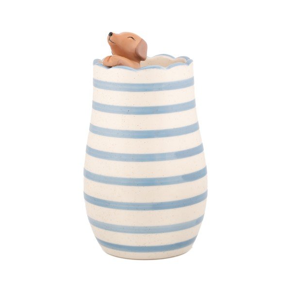 Valge dolomiidist vaas (kõrgus 18,5 cm) Peeking Sausage Dog - Sass & Belle