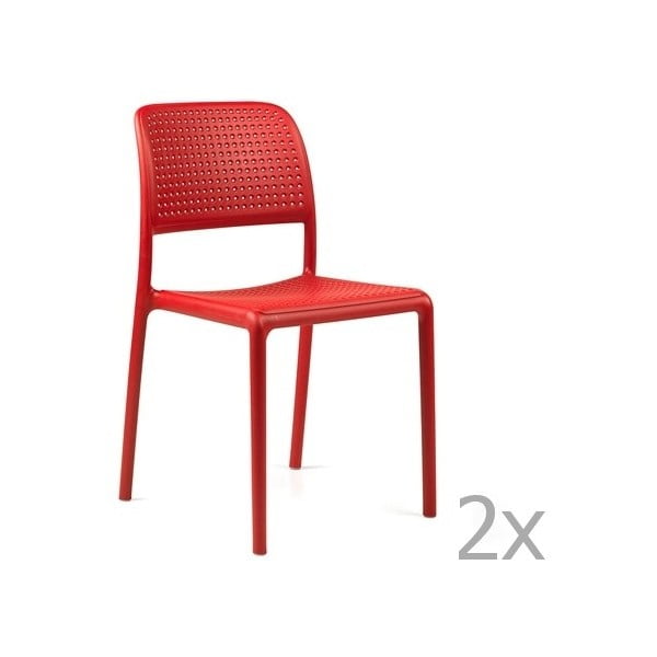 Sada 2 červených zahradních židlí Nardi Bora Bistrot