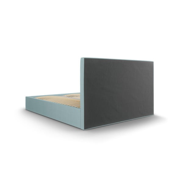 Helesinine polsterdatud kaheinimese voodi, millel on riiulid 160x200 cm ja panipaik Juniper - Mazzini Beds-image-4