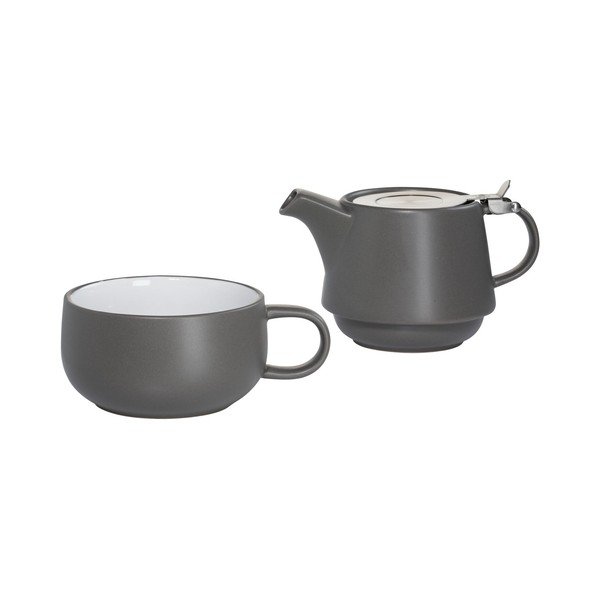 Set tmavě šedého keramického šálku s konvicí Maxwell & Williams