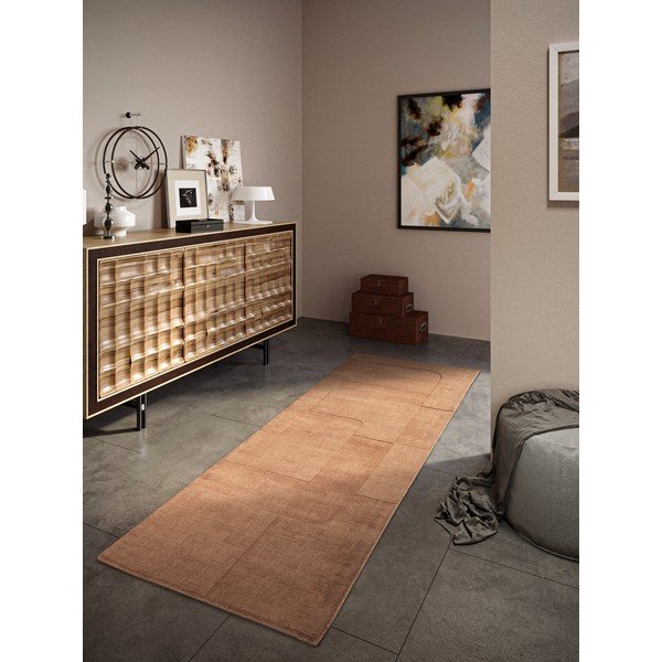 Pruun käsitsi kootud villane koridorivaip 80x250 cm Charlotte - Villeroy&Boch-image-1
