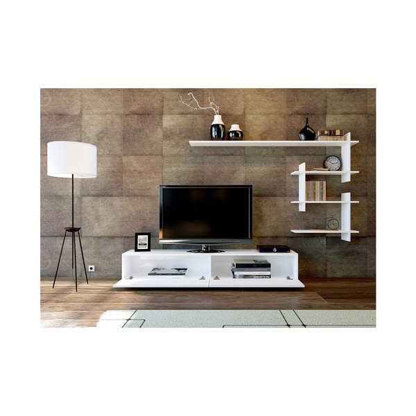 Valge TV-komplekt 160x33x31 cm Ahenk – Woody Fashion-image-4