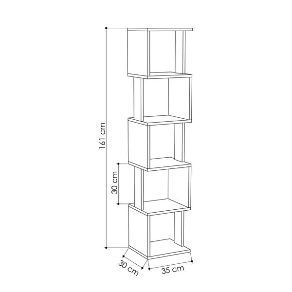 Valge/loomulik tammepuust raamaturiiul 35x161 cm Piri - Kalune Design-image-2