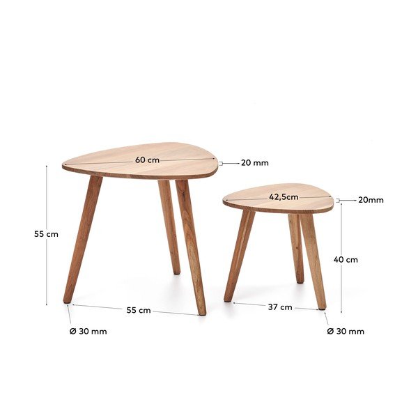 Akaatsia täispuidust abilaudade komplekt 2 tk Eluana - Kave Home-image-4