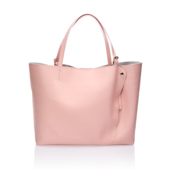 Růžová kožená kabelka Lisa Minardi Beallara