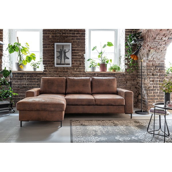 Vintage pruun kunstnahast diivanvoodi, vasakpoolne nurk Lofty Lilly - Miuform-image-1