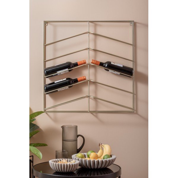 Kuldne metallist seinale paigaldatav veiniriiul, 10le pudelile 67x66x7,5 cm Cuadro - PT LIVING-image-1