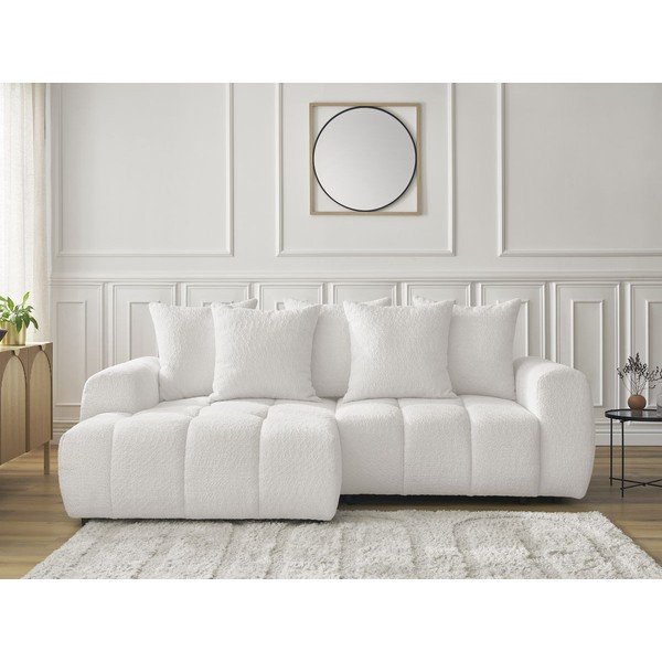 Valge bukleekangast panipaigaga nurgadiivanvoodi (vasak nurk) Roxelane - Bobochic Paris-image-1