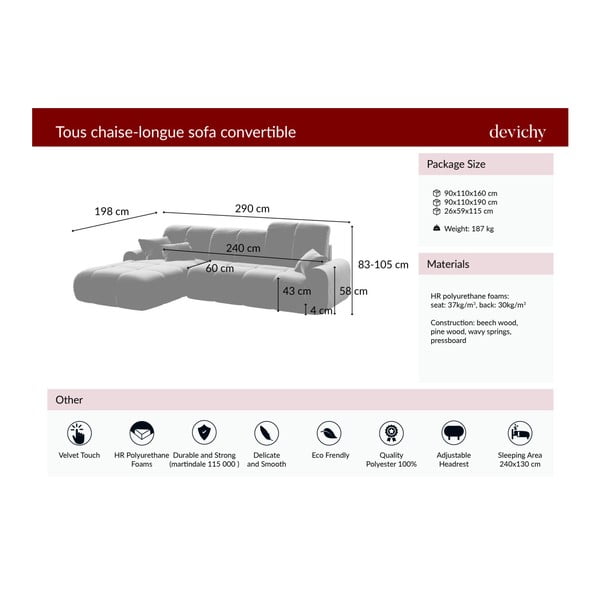 Tumeroheline sametne nurgadiivan Devichy , paremas nurgas Tous - devichy-image-4