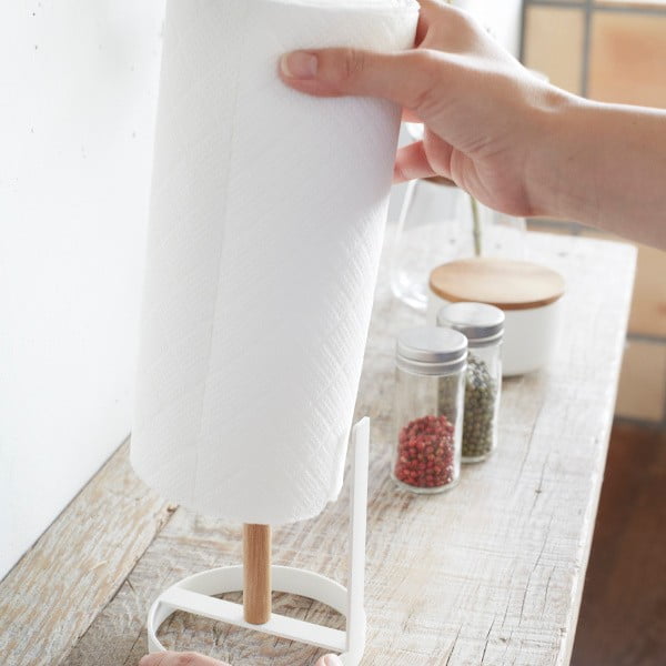 Valge/puiduvärvi puit majapidamispaberi stend Tosca – YAMAZAKI-image-2