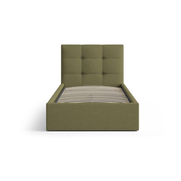 Roheline polsterdatud üheinimesevoodi koos panipaiga ja voodipõhjaga 90x200 cm Phaedra - Micadoni-image-3