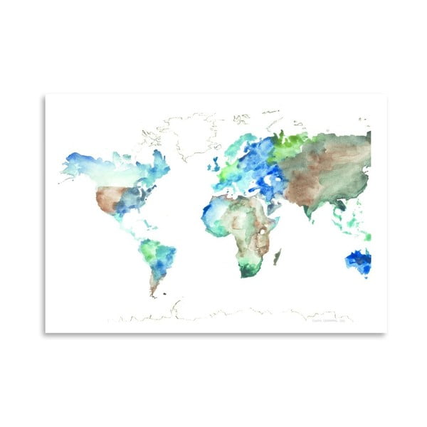 Plakát Americanflat World Map by Claudia Libenberg, 30 x 42 cm