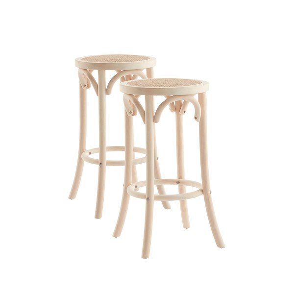 2 naturaalses värvitoonis rotangist baaritooli komplektis (istme kõrgus 65,5 cm) Koster - Jotex
