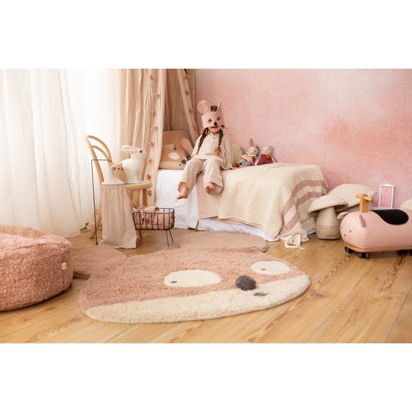 Helepruun pestav käsitsi kootud villane lastevaip 120x120 cm Miss Mighty Mouse - Lorena Canals-image-4