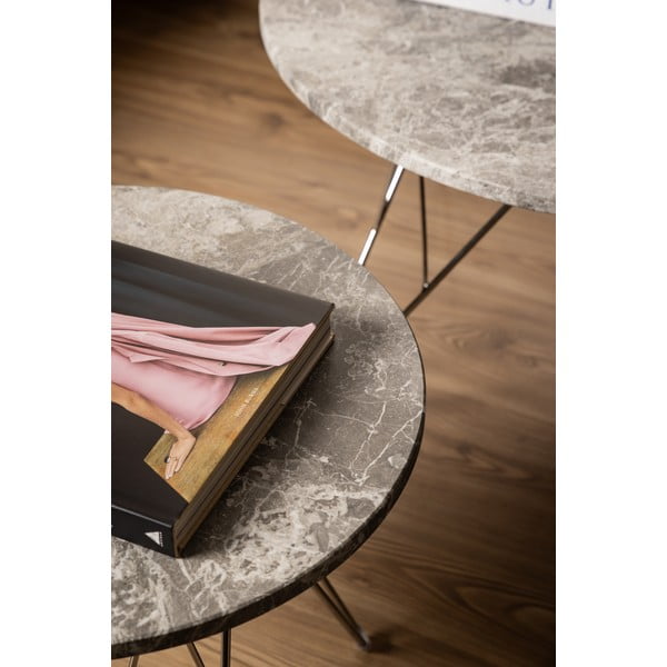 Hall marmoridekooriga ümmargune diivanilaud ø 80 cm Prunus - Actona-image-2