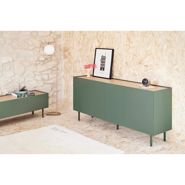 Madal tammedekooriga kummut roheline-puiduvärvi 165x78 cm Arista – Teulat-image-1