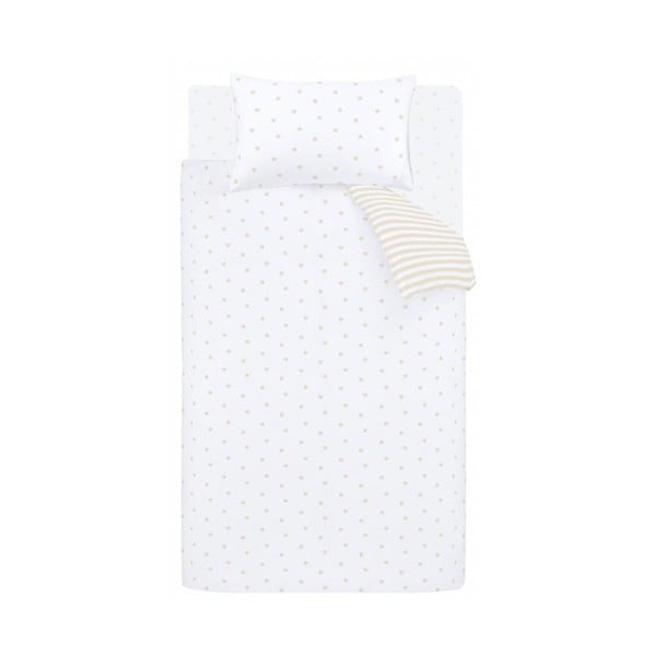 Valge/beež puuvillane laste voodipesu üheinimesevoodile 135x200 cm Mini Star & Stripes - Bianca