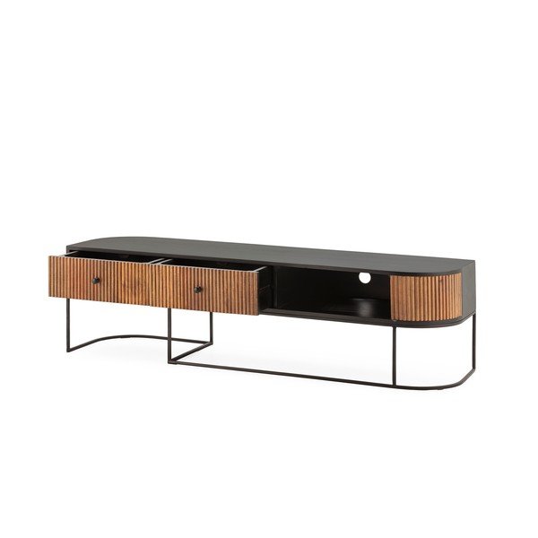 Mangopuust televiisorilaud naturaalses värvitoonis 160x45x40 cm Curve - MOME-image-3