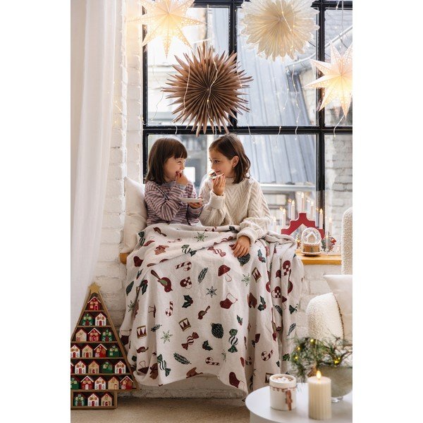 Valge jõulumotiiviga pleed 130x160 cm Yule - Bloomingville-image-4