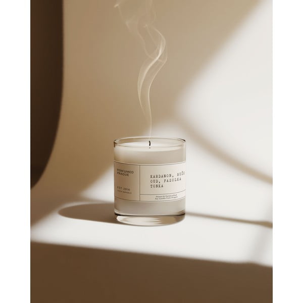 Lõhnastatud sojavahaküünal, põlemisaeg 40 h, #83 Kardemon, Roos, Oud, Tonka – Perfumed Prague-image-4