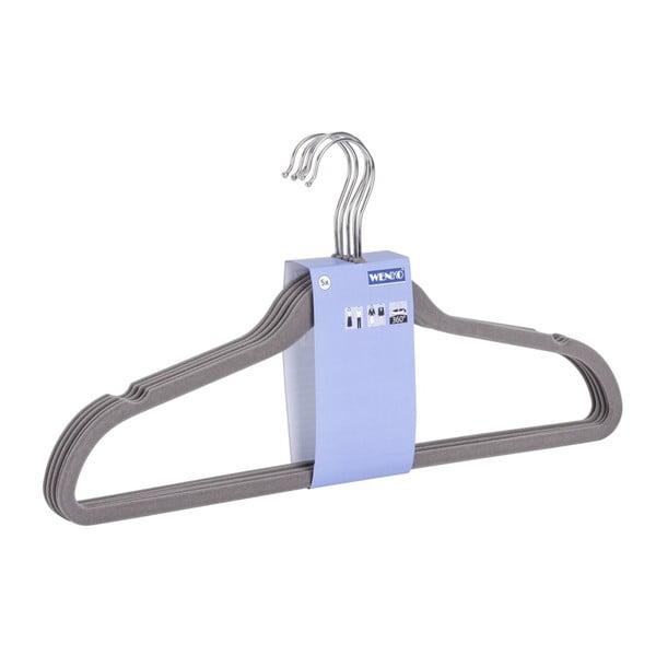 5 halli plastist riidepuude riputuskonksu komplekt Flocking - Wenko-image-1