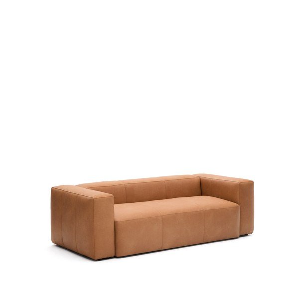 Pruun nahkdiivan 240 cm Blok - Kave Home-image-2