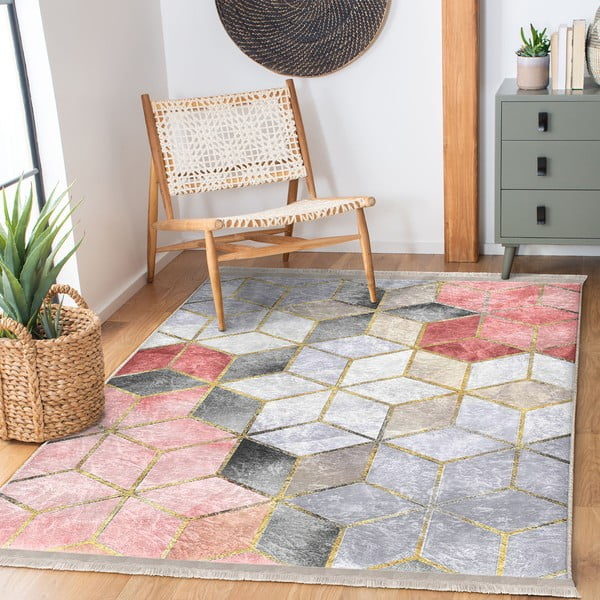 Hall ja roosa pestav vaip 160x230 cm - Mila Home-image-2