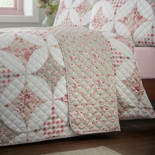 Roheline tepitud voodikate 220x230 cm Pinsonic Patchwork - Catherine Lansfield-image-1