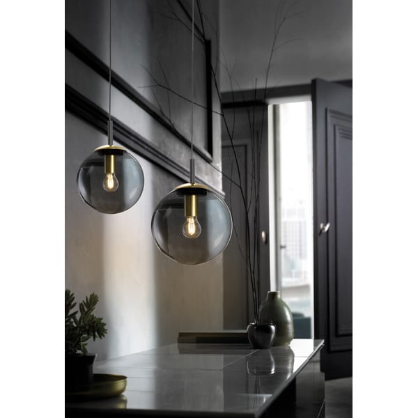 Mustast klaasist rippvalgusti, ø 25 cm Dini - Fischer & Honsel-image-2